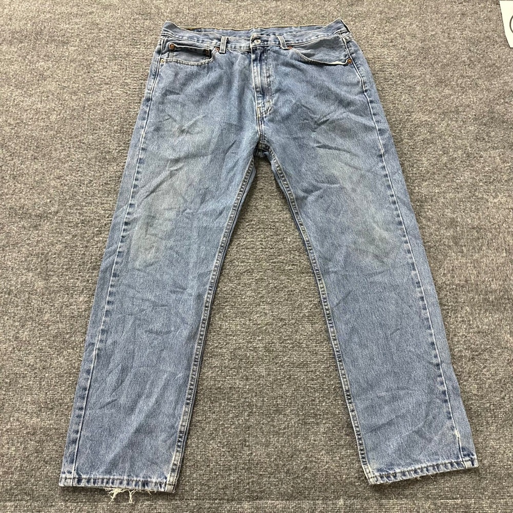 Levi's Jeans Mens Size 38 Blue 505 Regular Fit Straight Leg Cotton Distressed